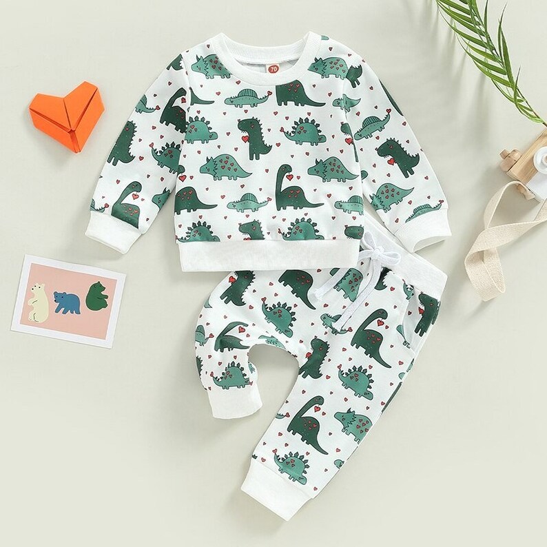 Baby Boy Dinosaur Top Pant Suit Baby Clothing Sets Etsy