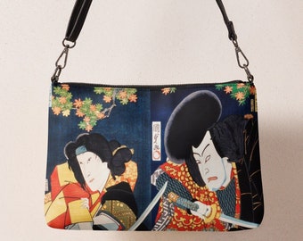 Portrait of Actors Crossbody Shoulder Bag - Unisex - Japanese Art Illustration - Wrist Bags - Clutch Purse - Adjustable and Removable Strap