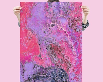 Unique Wall Art, Pink and Purple, Abstract Wall Poster, Premium Matte Vertical Posters, Home Décor, Office, Living Room, 18x24, 24x36