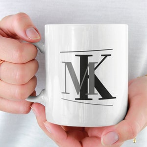Stainless Steel Initial Mug for Guys — White Confetti Box