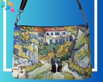 Famous Art Crossbody Shoulder Bag - Vincent Van Gogh - Stairway At Auvers - Wrist - Clutch - Adjustable and Removable Strap - Unisex Bags