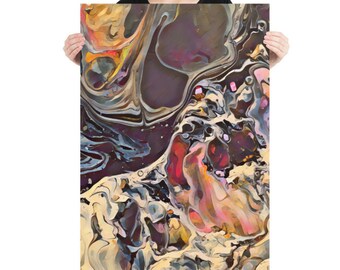 Unique Abstract Wall Art Print, Black Multi Colors, Abstract Art Poster, Vertical Posters, Home Décor, Office, Living Room, 18x24, 24x36