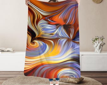 Plush Velveteen Blanket - Twisted Threads Abstract Pattern - Soft Fleece Throw - Warm Snuggly Bedding - Gift Idea For Any Occasion - 3 Sizes