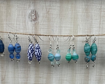 Paper bead earrings (paper beads handmade in Uganda)