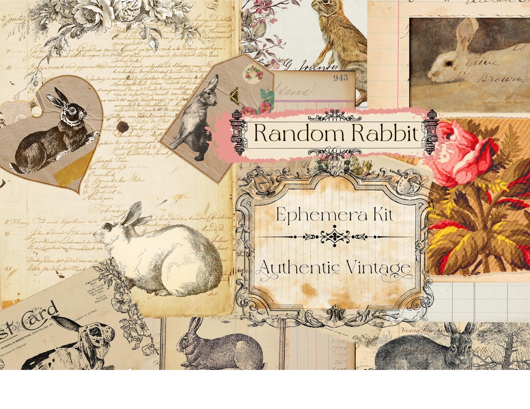 Vintage Bunny Rabbit Ephemera Kit Junk Journals Paper Art Craft ...