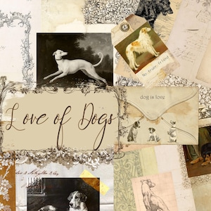 Cani vintage, segugi, terrier, sfondo neutro, aggiungi pagine del kit, scrapbooking, carta, arti, diario spazzatura