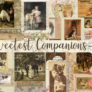 Tierliebhaber Vintage Hunde & Pferde Scrapbooking Junk Journal Add On Kit Mischtechnik Papier Kunst Collage Tags Ephemera