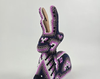 Huichol Beaded Deer Statue: Mexican Folk Art Decor