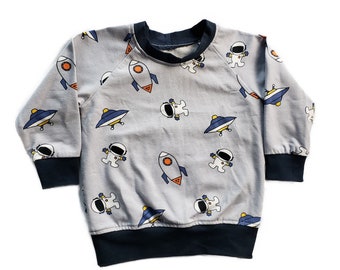 Sweat-shirt astronaute pour bébé, col rond imprimé espace