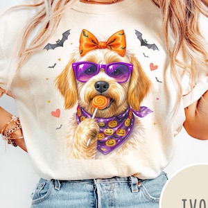 Funny Goldendoodle Halloween Shirt, Spooky Ghost Dog Lover Tee, Comfort Colors Halloween Dog Shirt, Cute Trick or Treat Gift for Dog Moms