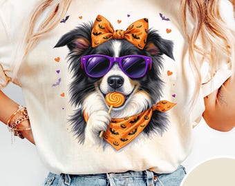 Funny Collie Halloween Shirt, Spooky Border Collie Tee, Rough Collie Ghost Dog Shirt, Trick or Treat Gift for Collie Moms and Dog Lovers
