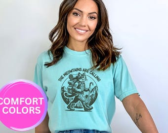 The Meowtains Are Calling Funny Hiking Shirt, Adventure Shirt, Mountain T-Shirt, Nature Lover, Camper Gift, Outdoor Enthusiast