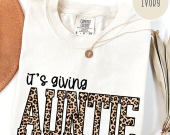 Comfort Colors Leopard Auntie Shirt, Retro Auntie Tshirt, Cool Aunt Shirt