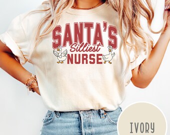 Comfort Colors Christmas Goose Nurse Shirt, RN Tee for Funny Nurse Gift, Cute Graduation Gift for Future Nurse