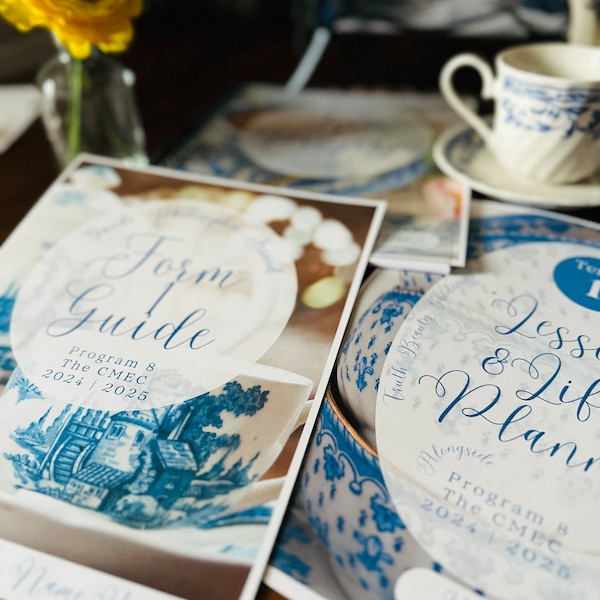 Charlotte Mason Blue Teacup Planning Covers CMEC/Generic Program Covers Set (Canva Template)