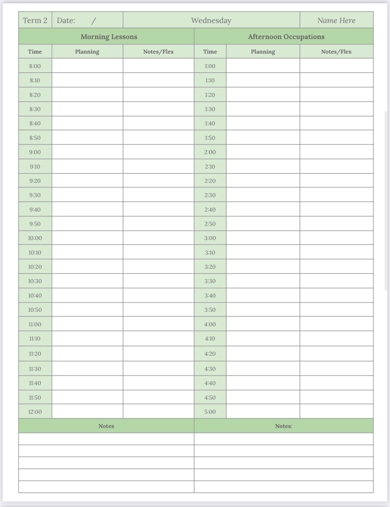 Charlotte Mason Student Planner/log Pages Green - Etsy