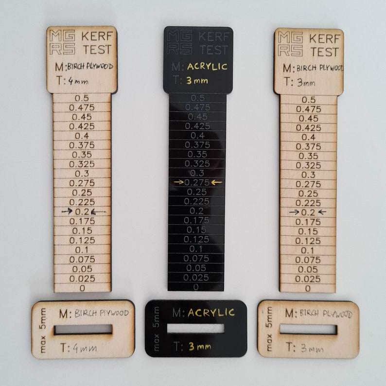 Kerf Test/tool for Laser Cutter. Materials up to 16mm 5/8'' digital