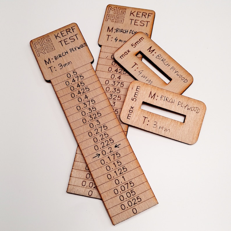 Kerf Test/tool for Laser Cutter. Materials up to 16mm 5/8'' digital