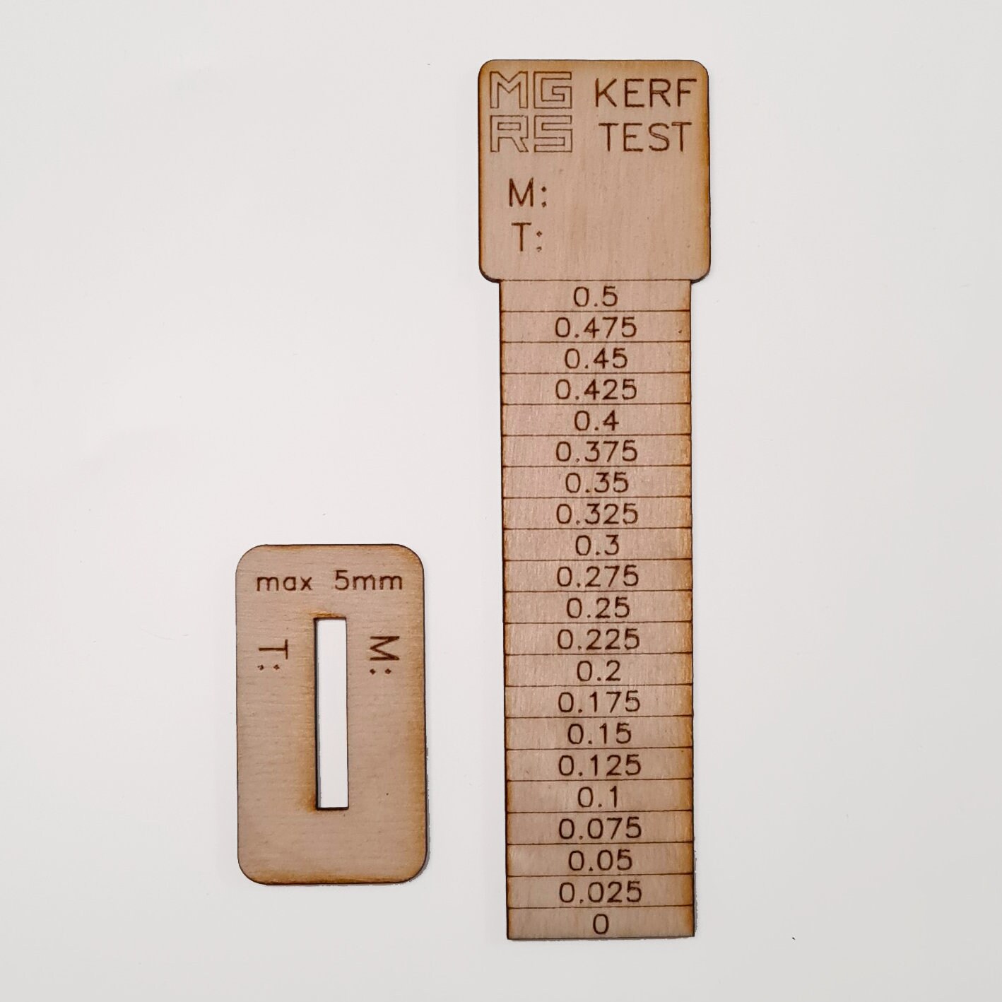 Kerf Test/tool for Laser Cutter. Materials up to 16mm 5/8'' digital
