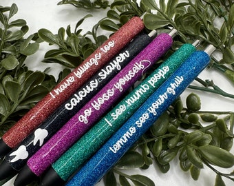 Funny dental glitter pens