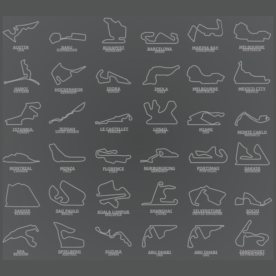 Framed F1 Tracks Wall Art /