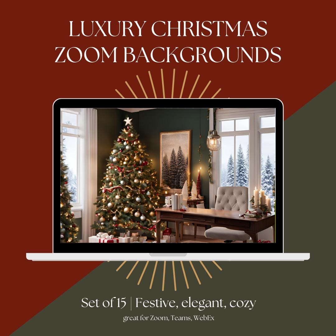 Zoom Background | Christmas Home Office | Set of 15 Aesthetic Virtual ...