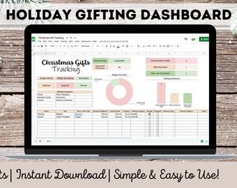 Christmas Gifts Tracker Spreadsheet | Xmas Gifts Budget Google Sheet | Christmas Holiday Budget Planning | Christmas Digital Planner