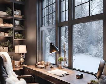 Zoom Background | Winter Home Office | Set of 12 Aesthetic Virtual Meeting Backgrounds