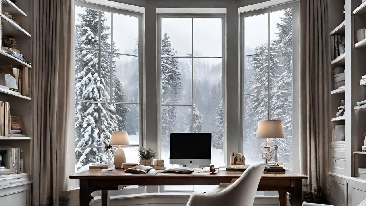 Zoom Background | Winter Home Office | Set of 12 Aesthetic Virtual