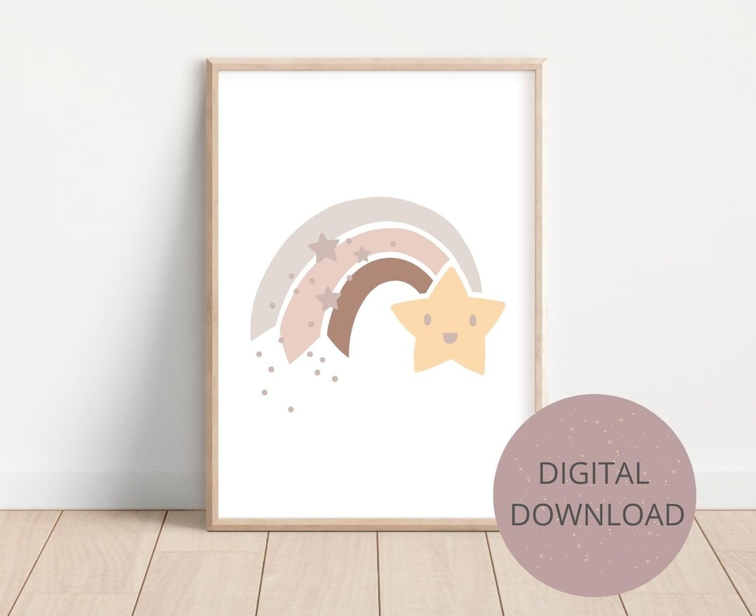Rainbow Boho Nursery Printable Wall Art Rainbow Print Nursery Decor ...
