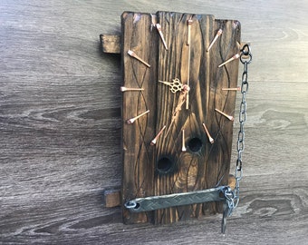 Handmade Wooden Wall Clock – Rustic Wall Clock for Living Room – Silent Large Wood Clock – Farmhouse Home Decor