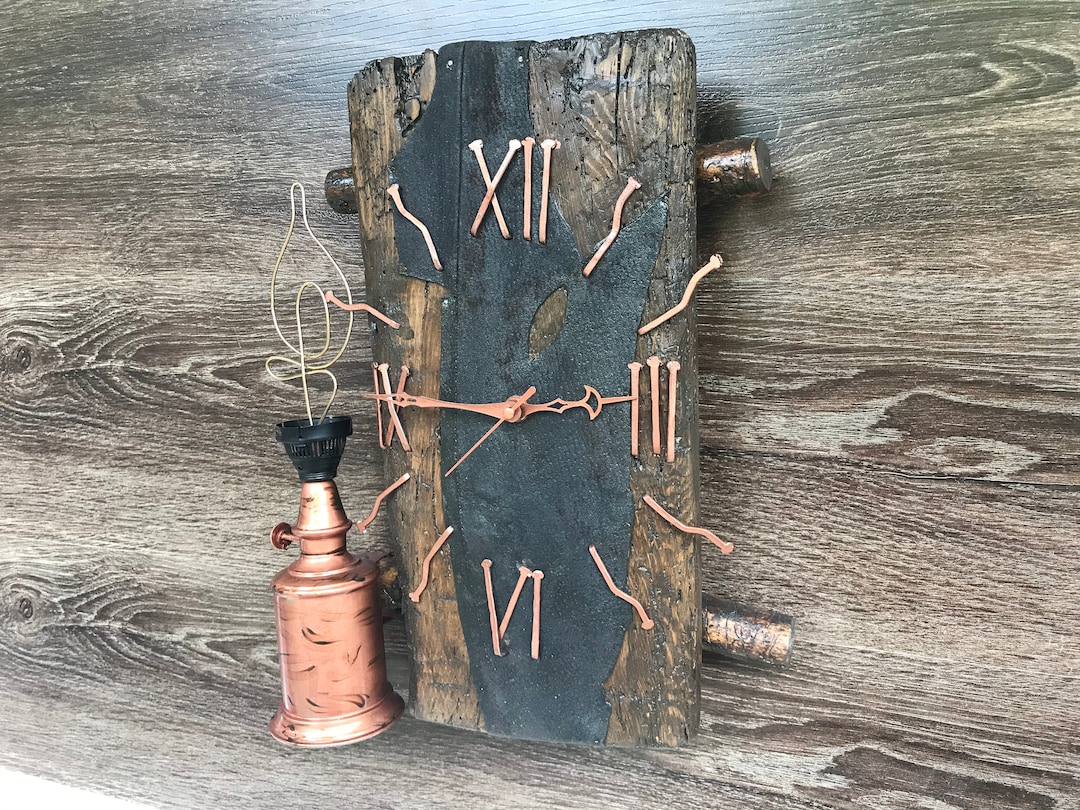 Rustic Timepiece Handmade Rustic Wood Wall Clock – Vintage French Wall Clock – Old Wood ...