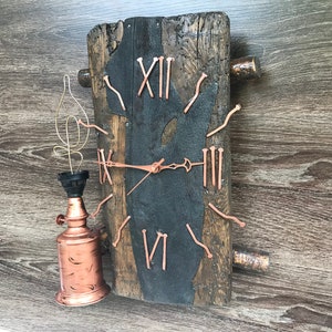 Wooden wall clock from old wood and french decor, Rustic wall clock, Unique wall clock, Outdoor wall clock, Large clock, Vintage wall clock