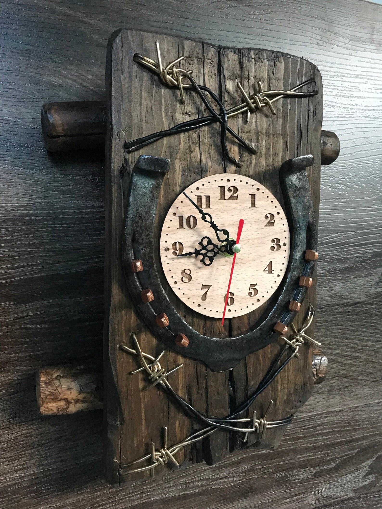 Vintage Wooden Wall Clock From Recycled Wood – Rustic Eco Clock ...