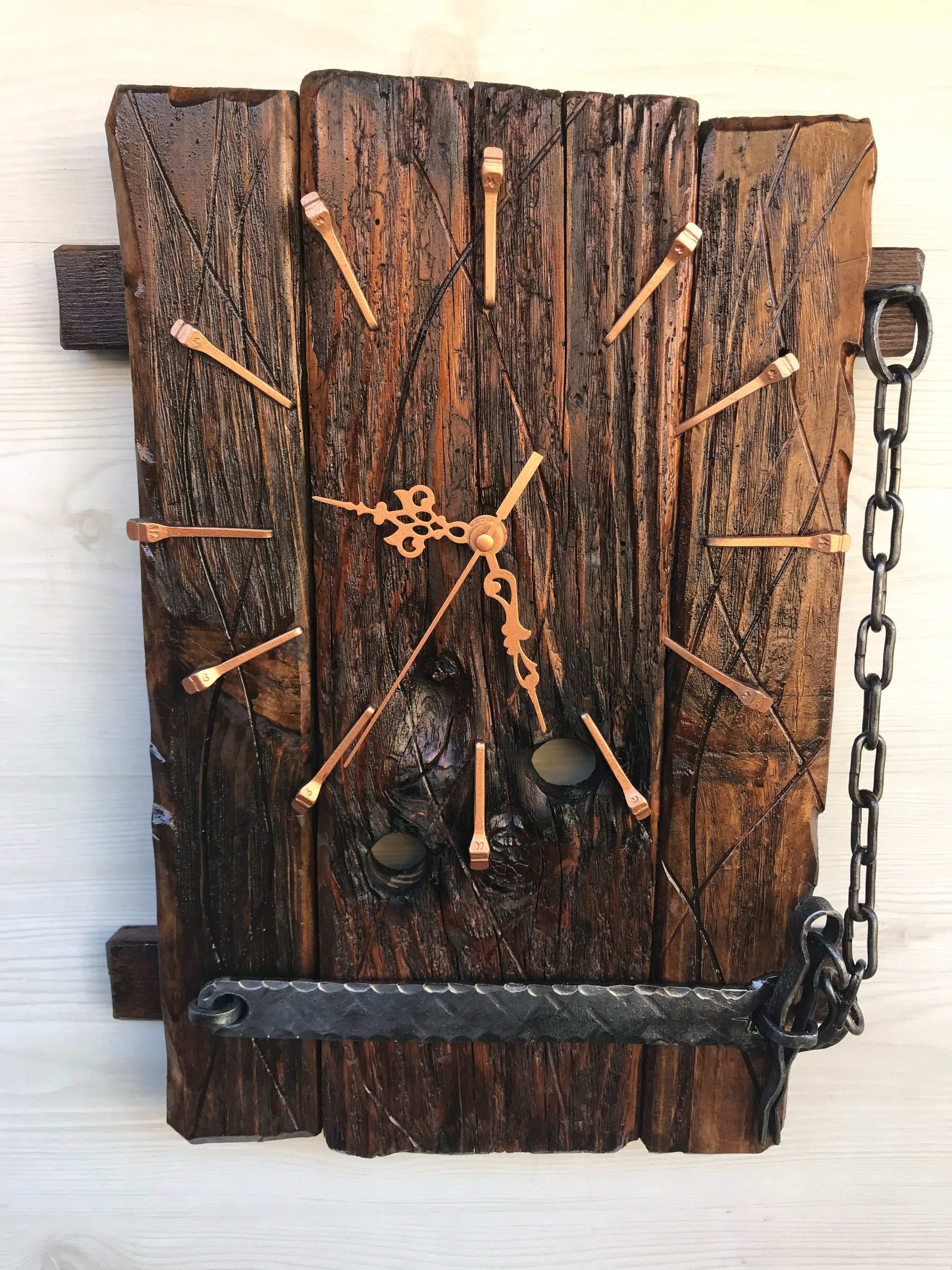 Rustic Cottage Wall Wood Clock. Handmade Clock, Vintage Wall Clock ...