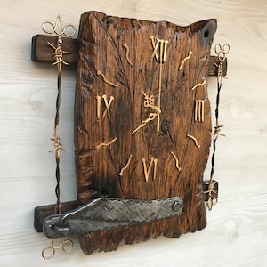 Large wall clock, Wooden clock, Wood clock, Wall clock from wood, Rustic wall clock, Handmade clock, Vintage wall clock, Retro wall clock