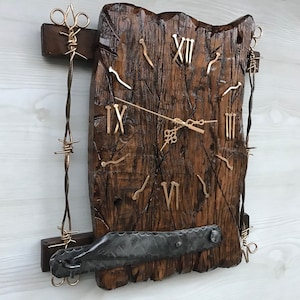 Large wall clock, Wall clock vintage, Wood wall clock, Alarm wall clock, Rustic wall clock, Art home decor, Wall clock, Outdoor clock