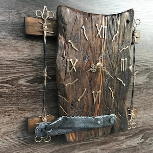 Orologio da parete in legno antico, Orologio da parete unico fatto a mano per regalo, Orologio da parete retrò, Orologio da parete rustico per regalo