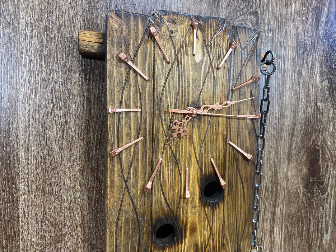 Handmade Large Wood Wall Clock – Rustic Vintage Wooden Clock – Silent ...
