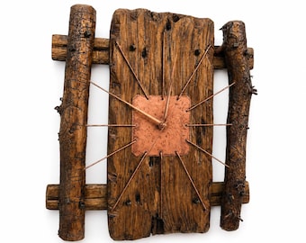 Rustikale Bauernhaus Wanduhr, Große Holz und Metall Uhr, Handgemachte Industrie Wanddekor, Vintage Holzuhr, Einzigartiges Geschenk