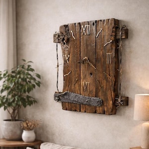 Vintage Wall Clock. Large Vintage Wall Clock. Rustic Clock Gift. Wall clock unique. Wall clock large. Vintage decor, Wood wall art clock