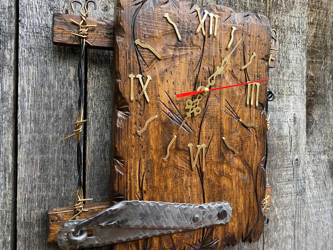 Vintage Wall Clock, Large Wall Clock, Handmade Wall Clock Form Wood. - Etsy