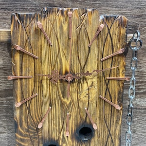 Large Brown Wooden Wall Clock – Big Rustic Clock – Vintage Retro Wall Decor – Unique Wood Gift – Farmhouse Furniture Accent