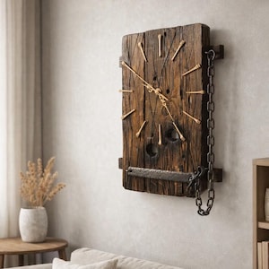 Reloj de pared grande, Regalo personalizado, Reloj de pared natural, Reloj de pared moderno, Regalo de aniversario, Reloj de pared rústico, Reloj de metal, Reloj vintage