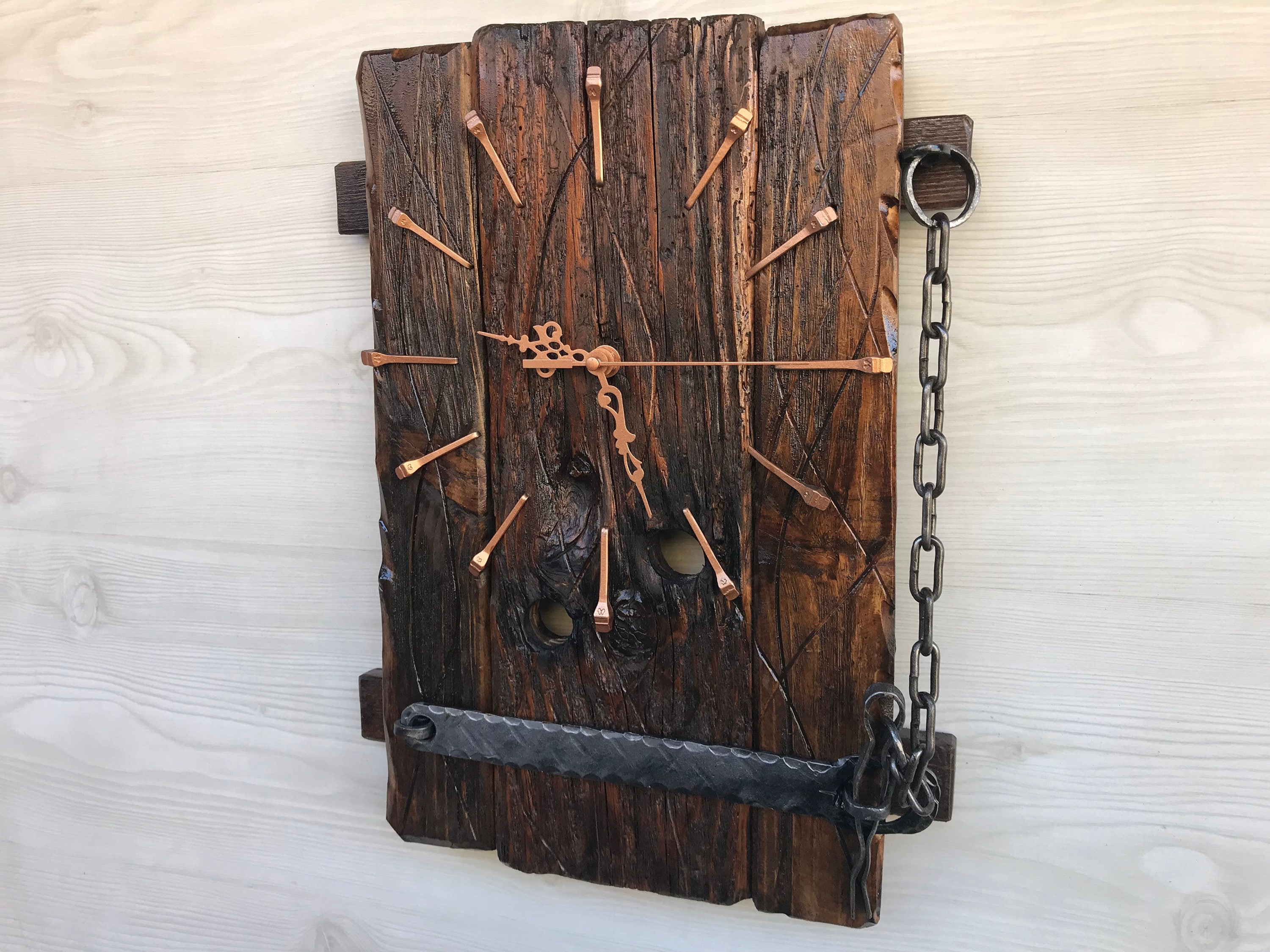 Rustic Cottage Wall Wood Clock. Handmade Clock, Vintage Wall Clock