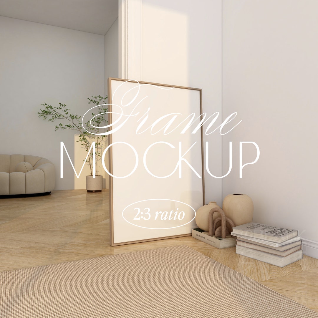 Living Room Interior Mockup, Frame Mockup, Poster Mockup, Wooden Frame