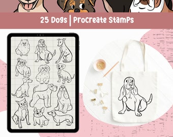 Cute Dog Procreate Brushes | Pet Portrait Stamp Clipart (25 Set)