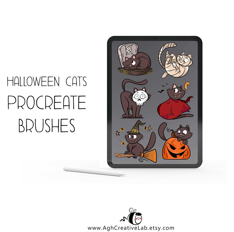 Halloween Cats Procreate Brushes Cat Procreate Stamps Etsy