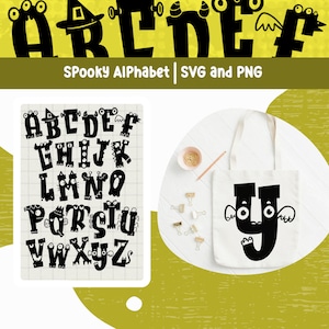 Halloween Clipart Alfabeto Svg Monstruo Letra Manuscrita Alfabeto Png Doodle Alfabeto Spooky Clipart Paquete Halloween Sublimación Archivo