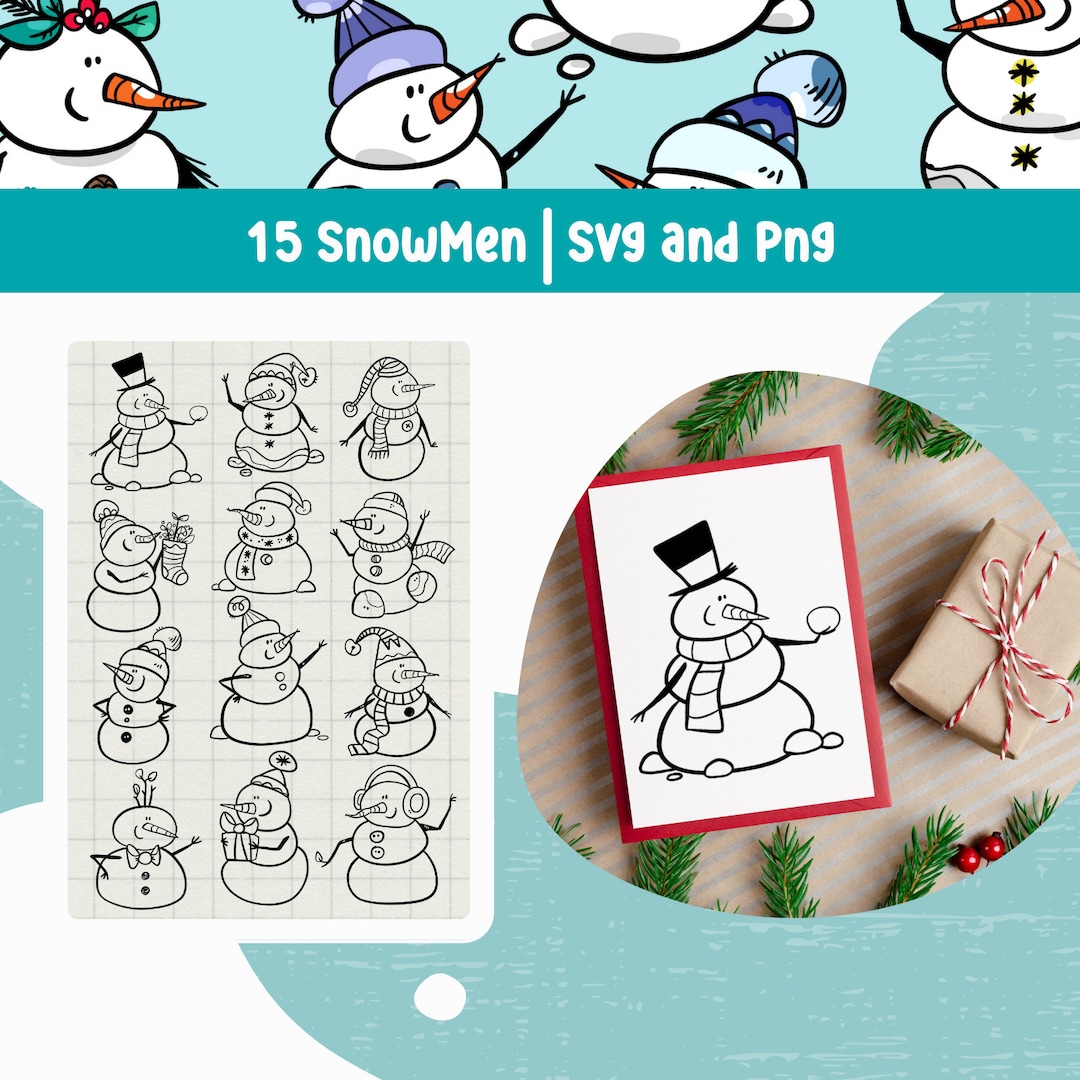 Snowman SVG Clipart Bundle: 15 Christmas Designs (digital Download) - Etsy